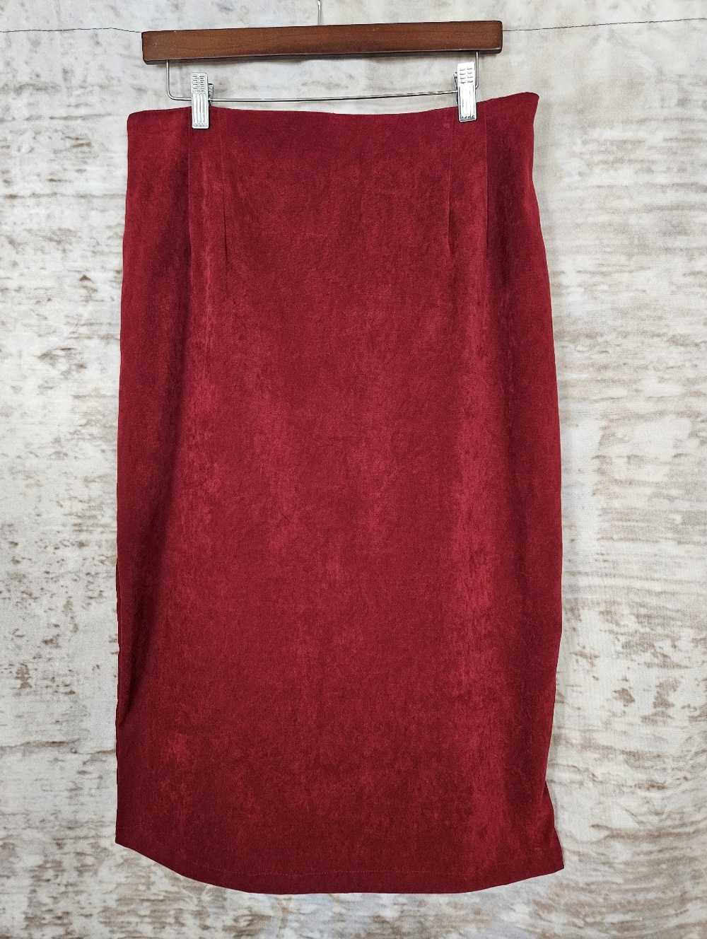 Vintage 1990s Burgundy Red Midi Pencil Skirt M 90s Briggs Whimsigoth - Picture 8 of 14